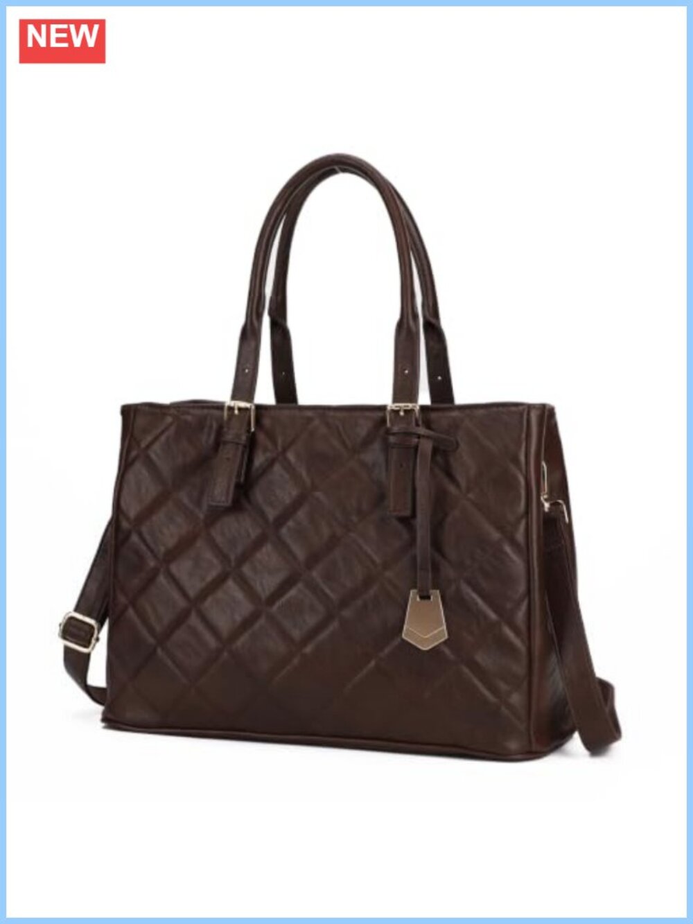 Quilted Tote Bag for Women Large PU Leather Handbag Top Handle Adjustable Strap